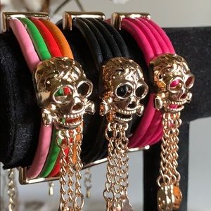 NWOT - Sugar Skull Faux Leather Bracelet